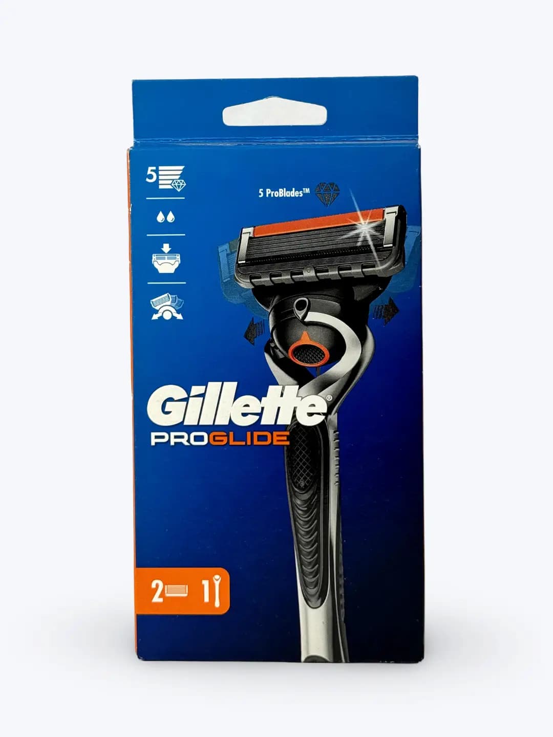 Gillette ProGlide qirqish apparati uchun almashtiriladigan kassetalari, 2 dona, 5 pichoq bilan, trimmeri bilan